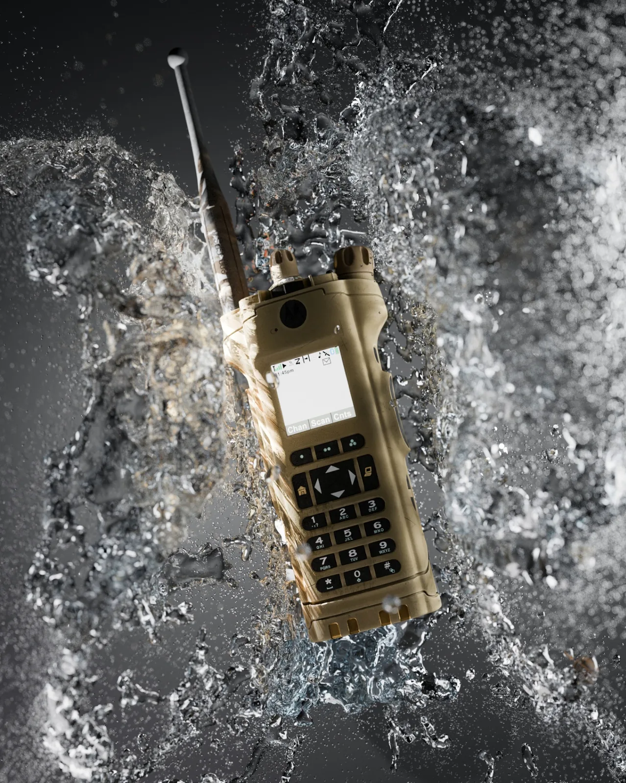Radio tactique 3D eclaboussures eau
